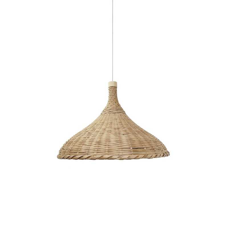 Einfache Pendelleuchte GOUDOU aus Rattan, E27, natur