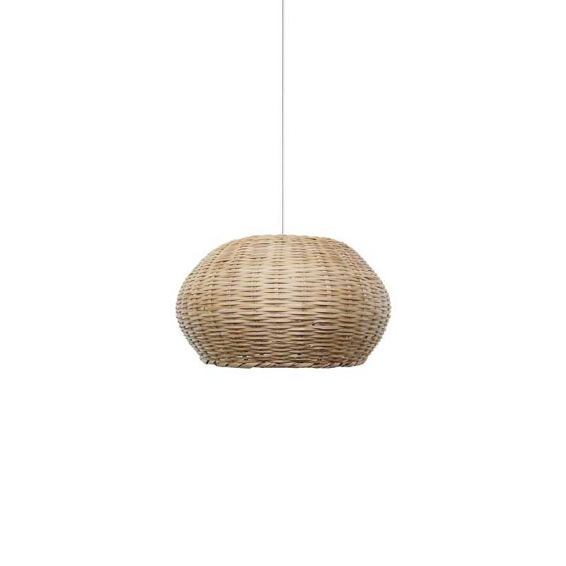 Einfache Pendelleuchte VEIGY aus Rattan, E27, natur