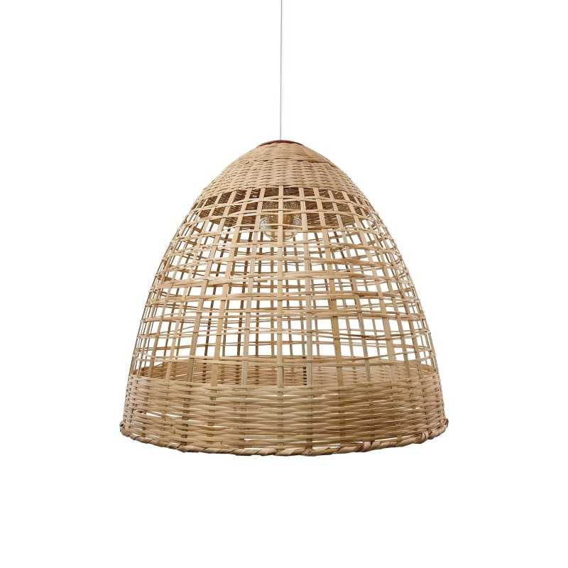Einfache Pendelleuchte FESSY aus Rattan, E27, natur