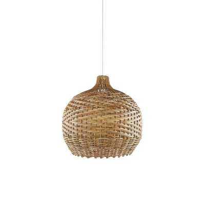 Einfache Pendelleuchte VIGNY aus Rattan, E27, natur