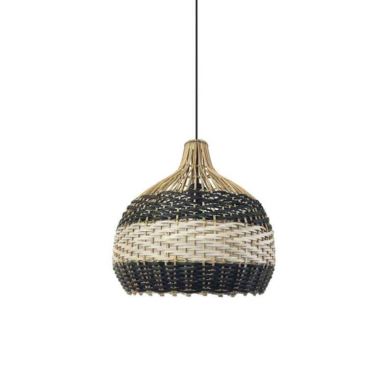 Einfache Pendelleuchte BALME aus Rattan, E27, schwarz