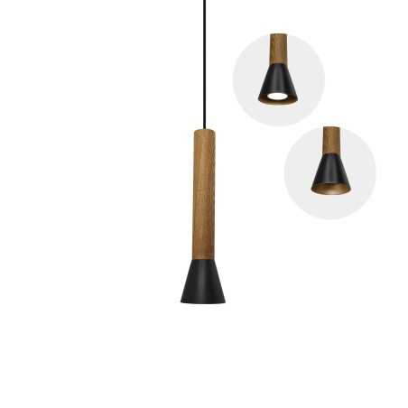 Einfache Pendelleuchte SONNE aus Holz, GU10, schwarz