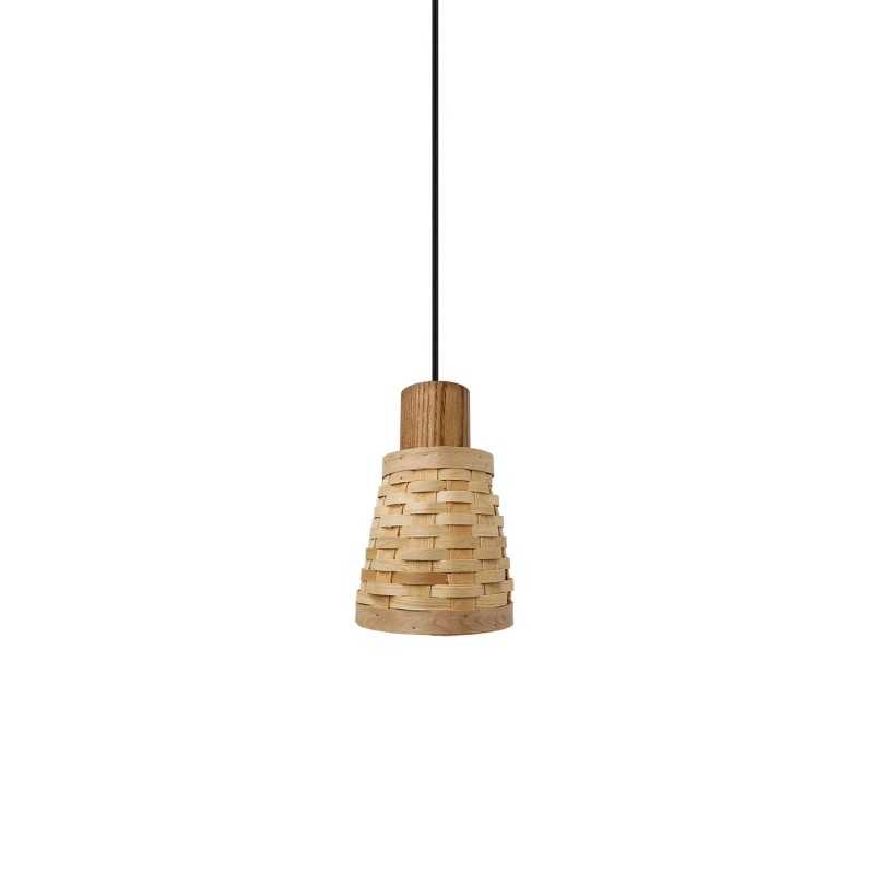 Einfache Pendelleuchte OUSSY aus Holz, E27, natur