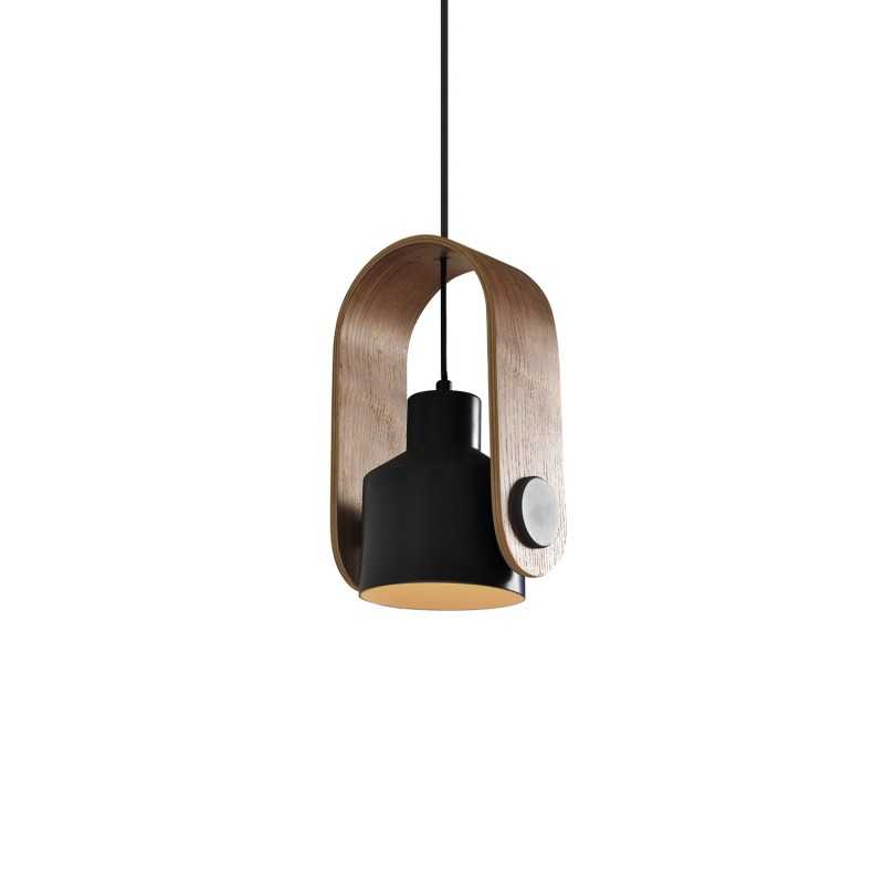 Einfache Pendelleuchte GLAND aus Holz, E27, farbig