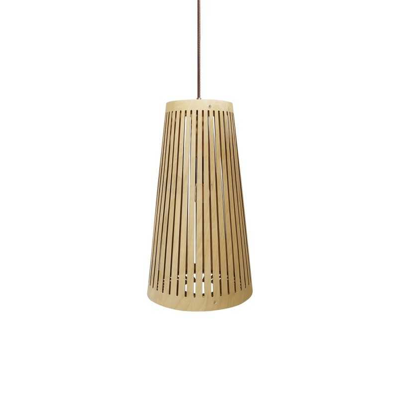 Einfache Pendelleuchte BROIS aus Holz, E27