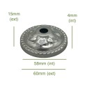 Tapa hierro bruto decorada 58mm diámetro x 4mm