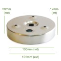 Glanzverchromte Deckenbefestigungs-Abdeckung 100mm x 17mm