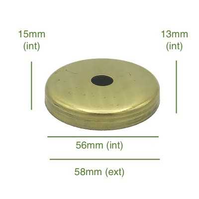 Tapa portaglobos de latón 56mm diámetro x 13mm