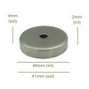Tapa portaglobos acero cepillado 40mm diámetro x 2mm
