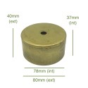 Tapa portaglobos de latón 78mm diámetro x 36mm