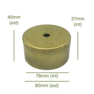Tapa portaglobos de latón 78mm diámetro x 36mm