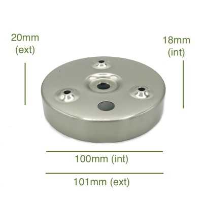 Tapa acero cepillado para fijación techo ø100mm x 17mm