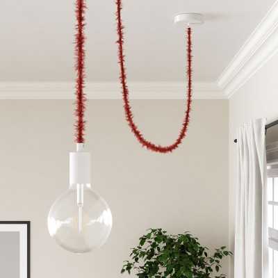 Cable decorativo textil trenzado a metros homologado pluma rojo