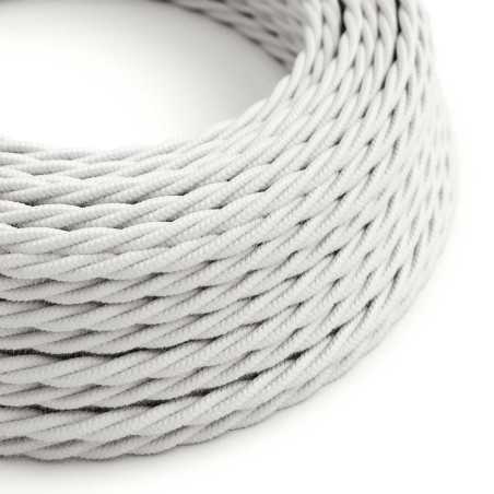 Cable decorativo textil trenzado acabado color blanco