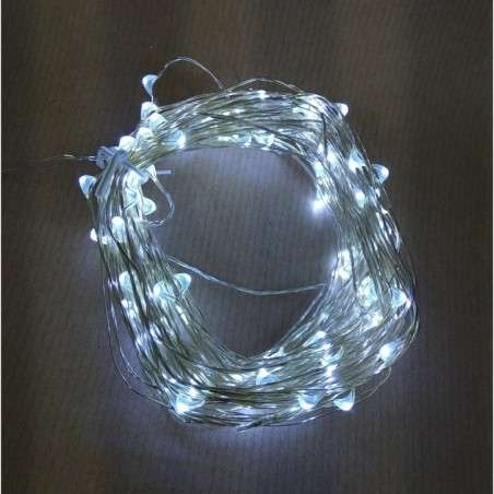 Cordón 50 luces LED grano de arroz funcionamiento a pilas