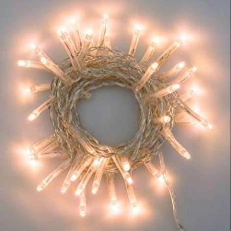 Tira 100 LED cálida enlazable 6,5 mts luz fija cable transparente