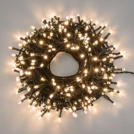 Tira 100 LED cálida enlazable 6,5 mts luz fija cable verde