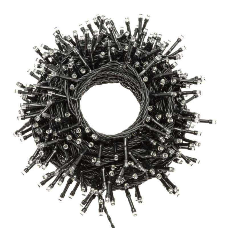 100 LED luz fría enlazable 7,5 mts programable c/negro exterior