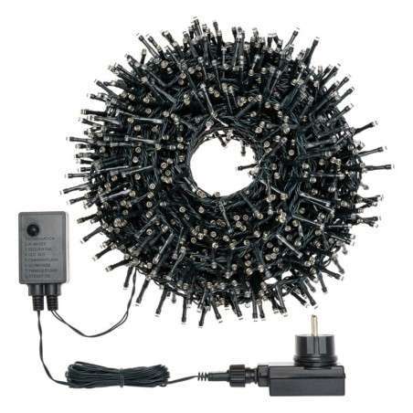 1000 LEDs luz fría 20 mts programable cable negro exterior