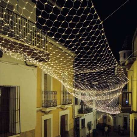 Red 200 LEDs luz cálida cable blanco uso exterior 200x100