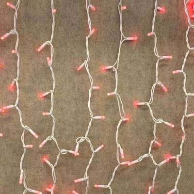 Cortina 300 LEDs rojos IP65 enlazable cable blanco 200x150