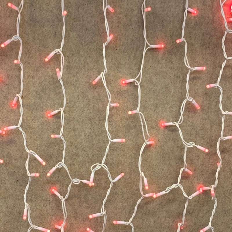 Cortina 300 LEDs rojos IP65 enlazable cable blanco 200x150
