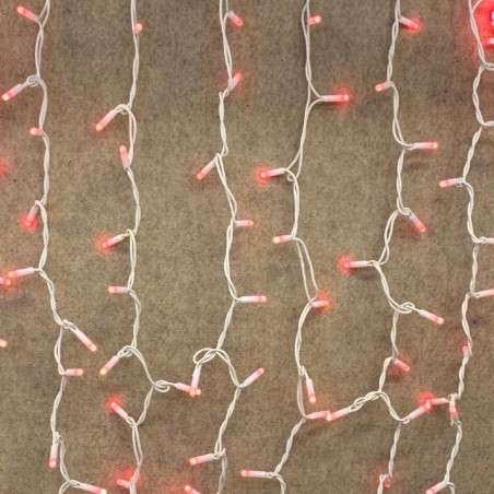 Cortina 300 LEDs rojos IP65 enlazable cable blanco 200x150