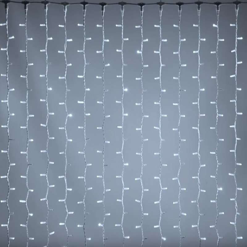 Cortina 150 LEDs blanco frio enlazable c/blanco 200x150 exterior