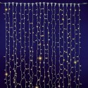 Cortina 300 LEDs frío IP65 enlazable cable blanco 200x150