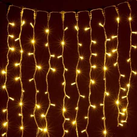 Cortina 100 LEDs dorados enlazable cable dorado 200x100