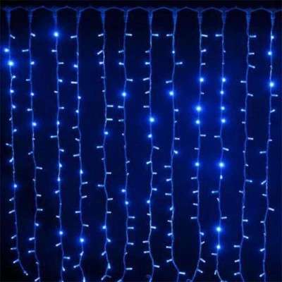 Cortina 500 luces incandescencia azul y c/transparente 200x200
