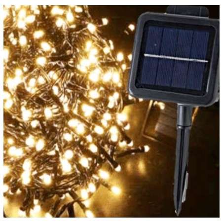 Guirnalda solar 560 LED cálidos 11mts programable exterior