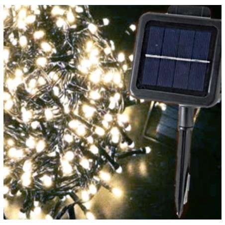 Guirnalda solar 560 LED fríos 10 mts programable exterior