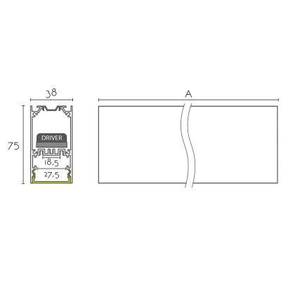 Módulo de superficie 38mm de ancho con LED integrado y enlazable