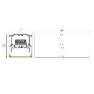 Módulo de superficie 75mm de ancho con LED integrado y enlazable