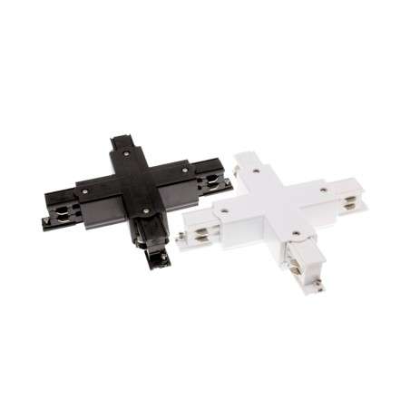 Conector en forma de X para unir rieles trifásicos