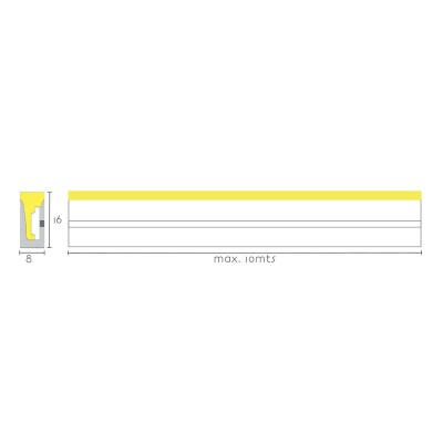 Rollo 10 mts neón LED 24V abertura 120º 12W/metro regulable IP67