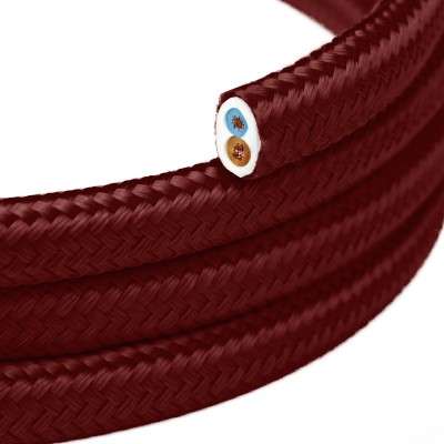 Dekoratives flaches Textilkabel als Meterware zugelassen granatrot kaufen
