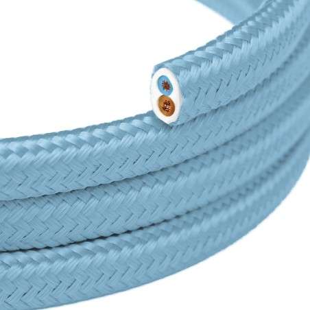 Dekoratives Flachkabel aus Textil als Meterware, blau, zugelassen kaufen