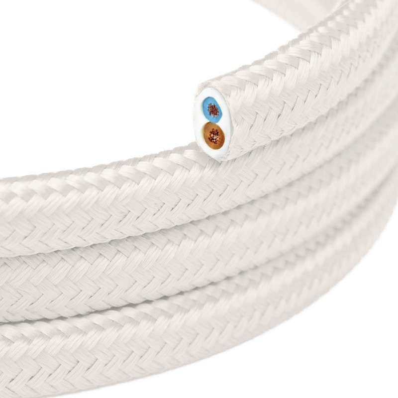Cable decorativo textil plano a metros homologado color blanco