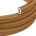 Cable decorativo textil plano a metros homologado color dorado