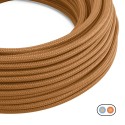 Dekoratives flaches Textilkabel als Meterware zugelassen goldfarben kaufen