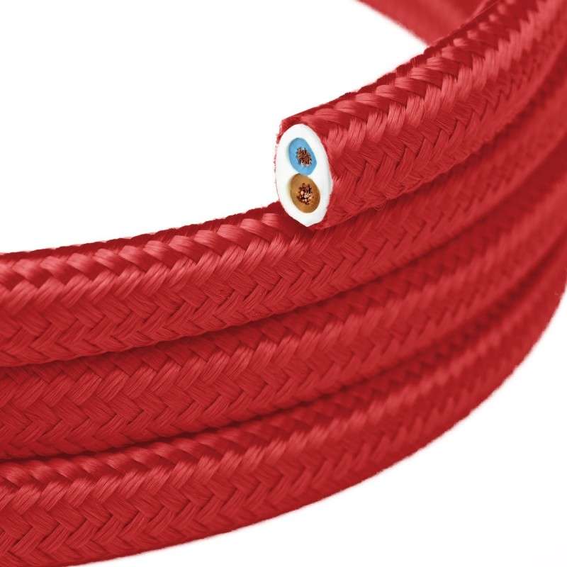 Dekoratives Flachkabel aus Textil als Meterware, rot, zugelassen kaufen