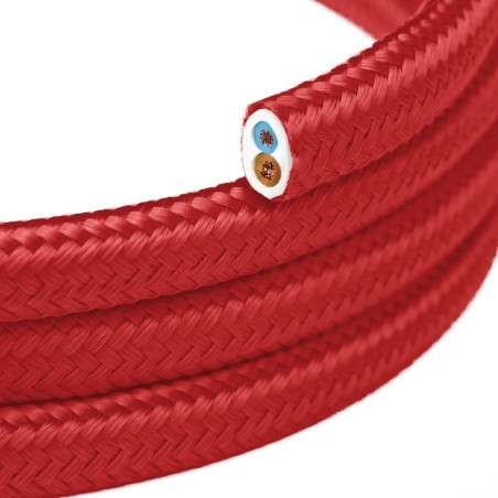 Dekoratives Flachkabel aus Textil als Meterware, rot, zugelassen kaufen