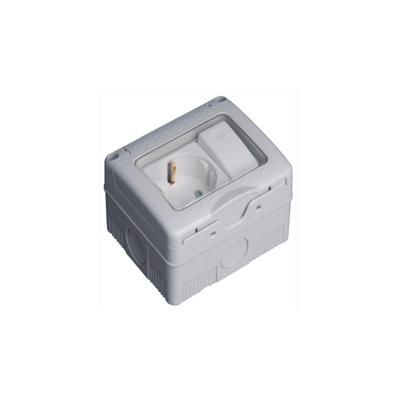 Wasserdichte Schuko-Steckdose IP55 mit Schalter