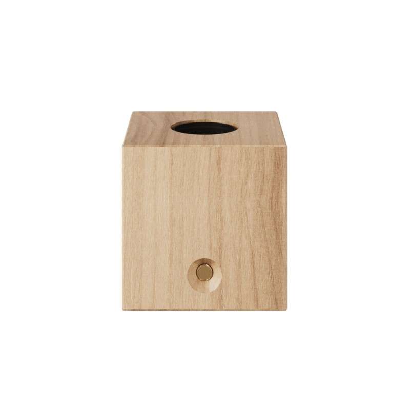 Wiederaufladbare kabellose Holzlampenbasis in kubischer Form