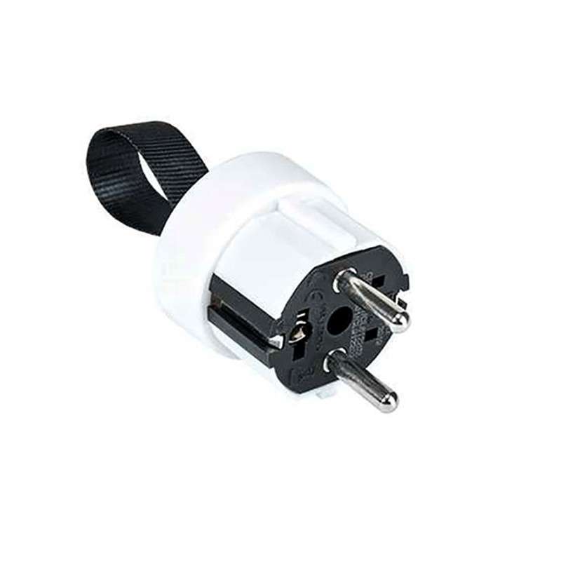 Europaeischer Schuko-Stecker mit Textilgriff zur Lampenherstellung