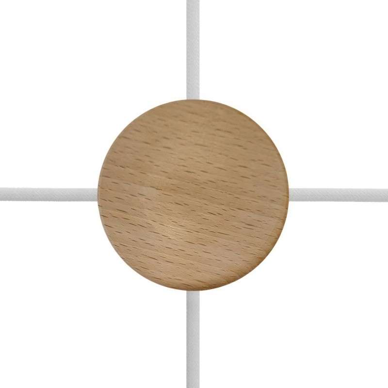 Soporte madera 88 mm diámetro x 30 mm alto con 4 salidas laterales