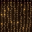 Cortina 150 LEDs cálido IP65 enlazable cable blanco 200x150