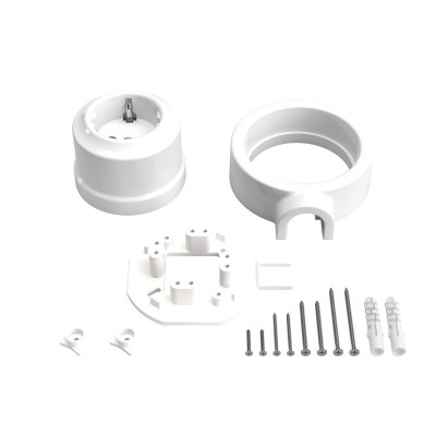 Schuko-Porzellansteckerset fuer Rohr 20 mm | Lampenbedarf